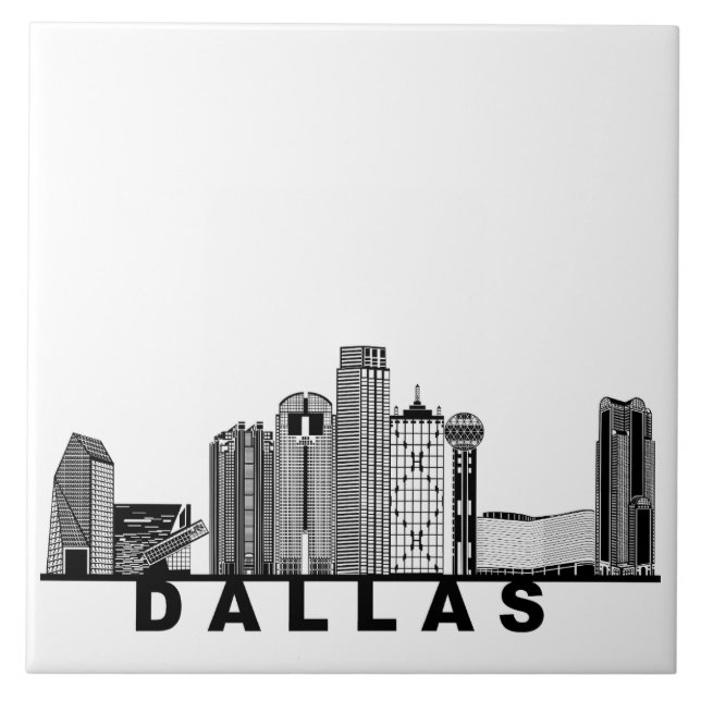 Dallas Silhuett av Stadssiluett Kakelplatta (Framsidan)