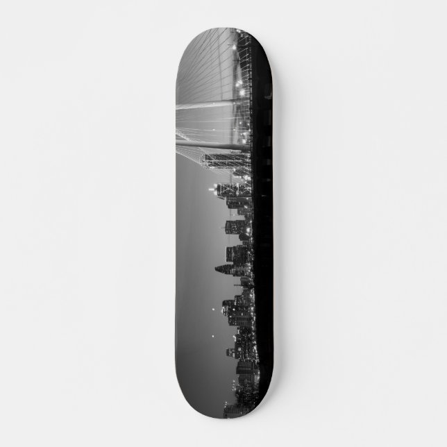 Dallas Siluett Gryning Gråskala Mini Skateboard Bräda 18,5 Cm (Framsida)