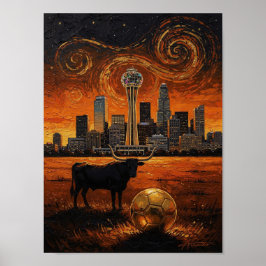 Dallas Siluett Longhorn VM 2026 Fotboll Poster