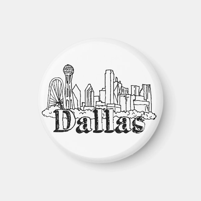 Dallas Skyline Art Design Dallas Skyline Design Magnet (Framsidan)