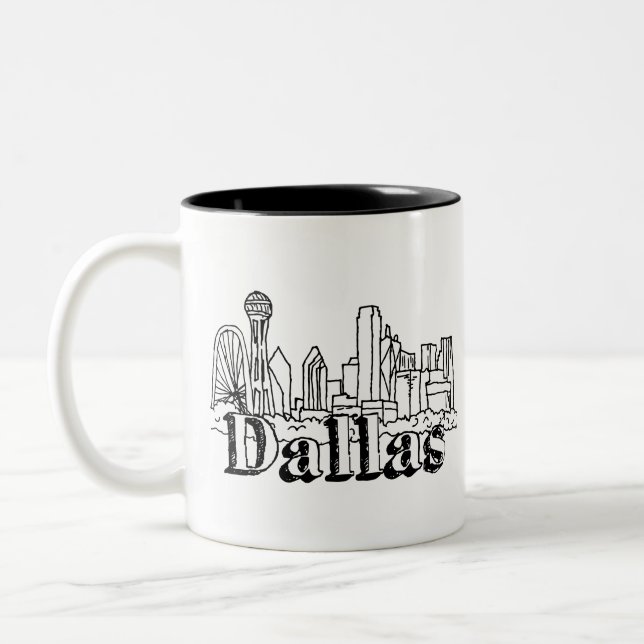 Dallas Skyline Art Design Dallas Skyline Design Två-Tonad Mugg (Vänster)