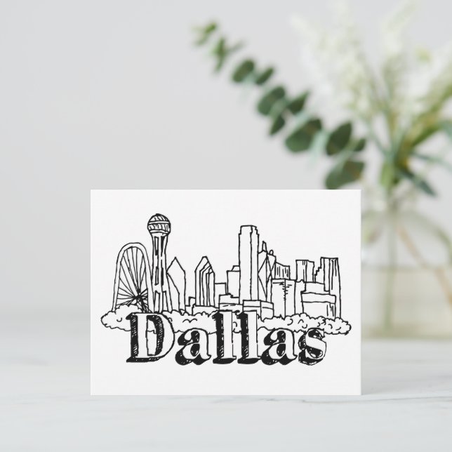 Dallas Skyline Art Design Dallas Skyline Design Vykort (Stående Fram)