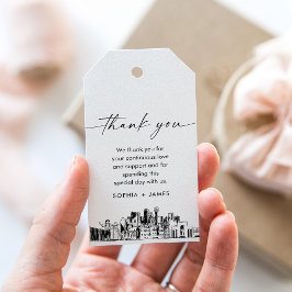 Dallas Skyline Bröllop Tack favorittagg Presentetikett
