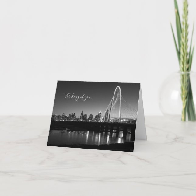 Dallas Skyline Dawn Grayscale Thinking of You Card Kort (Framsida)