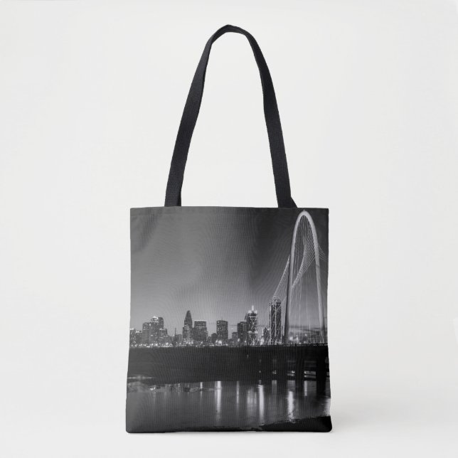 Dallas Skyline Dawn Grayscale Tygkasse (Framsida)