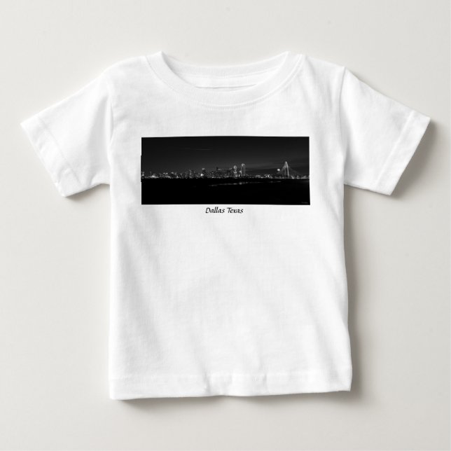 Dallas Skyline Dawn Pano Grayscale T Shirt (Framsida)