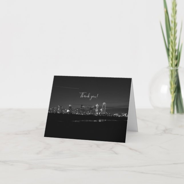 Dallas Skyline Dawn Pano Grayscale - tackkort (Framsida)