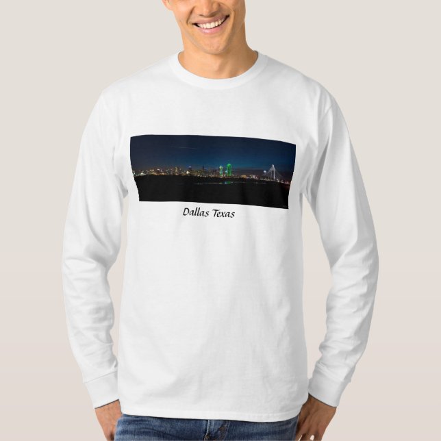 Dallas Skyline Dawn Pano T Shirt (Framsida)