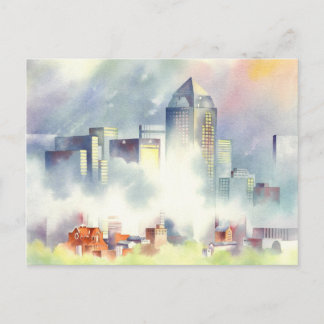 "Dallas Skyline", dramatisk cityscape by Scot Howd Vykort