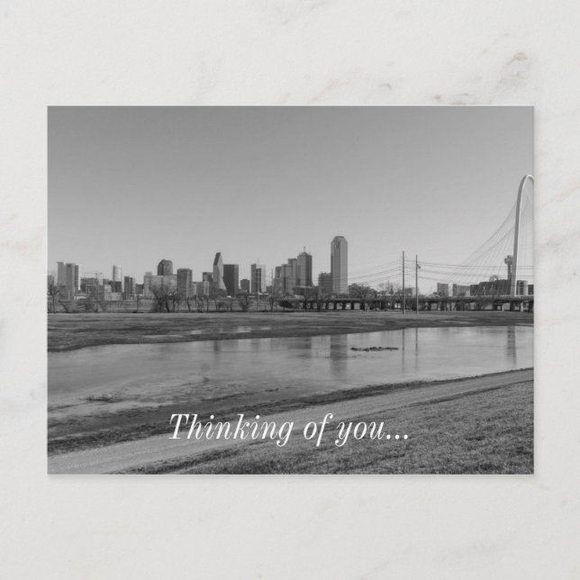 Dallas Skyline Grayscale Vykort (Framsida)