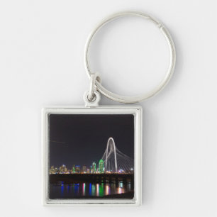 Dallas Skyline Hunt Fyrkantig Silverfärgad Nyckelring