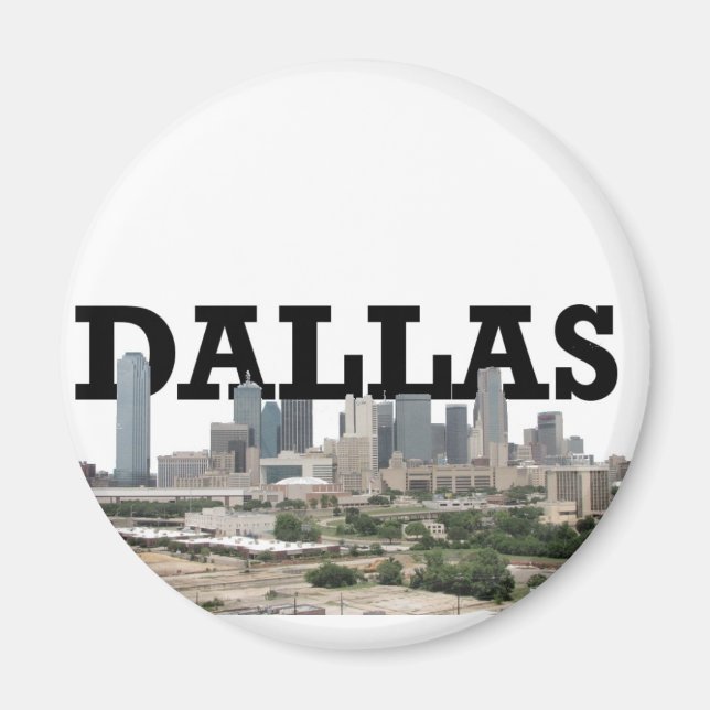 Dallas Skyline med Dallas i Himlar Magnet (Framsidan)