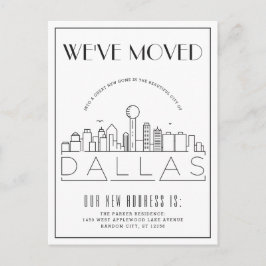 Dallas Skyline Modern Deco | Flyttmeddelande Meddelande Vykort