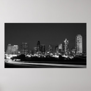 Dallas skyline på natten poster