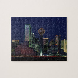 Dallas Skyline på natten Pussel