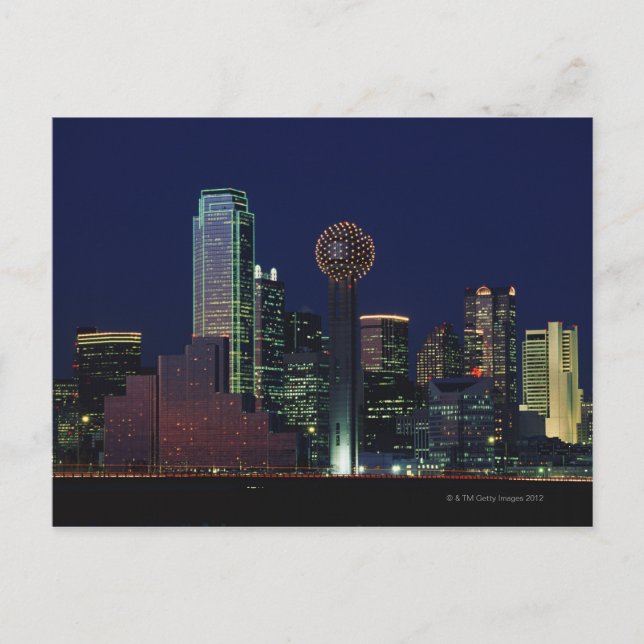 Dallas Skyline på natten Vykort (Framsida)