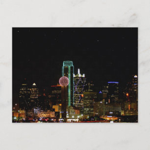 Dallas Skyline på natten Vykort