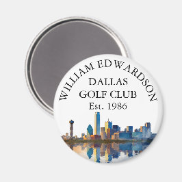 Dallas Skyline Personlig Golfklubbsnamn Magnet