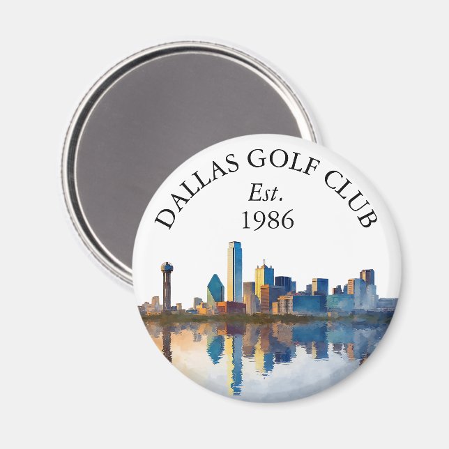 Dallas Skyline Personlig Golfklubbsnamn Magnet (Front/Back)