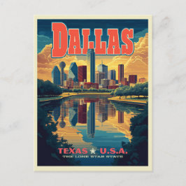 Dallas Skyline Retro Travel Vykort