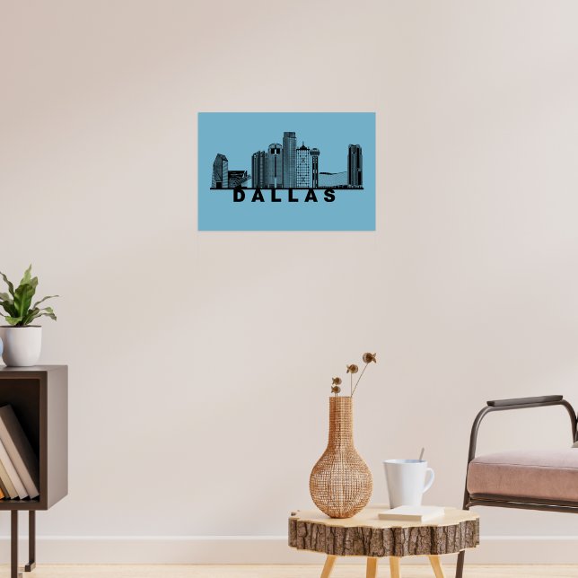 Dallas Skyline Silhouette  Poster (Vardagsrum 3)