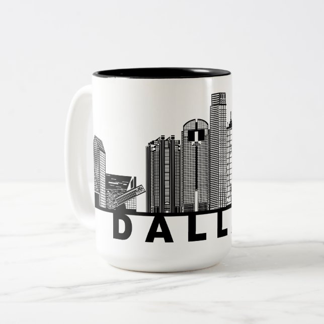 Dallas Skyline Silhouette  Två-Tonad Mugg (Framsida vänster)