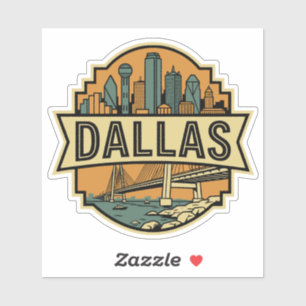 Dallas Skyline Texas Resa Retro Märke Klistermärken