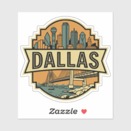 Dallas Skyline Texas Travel Retro Badge  Klistermärken
