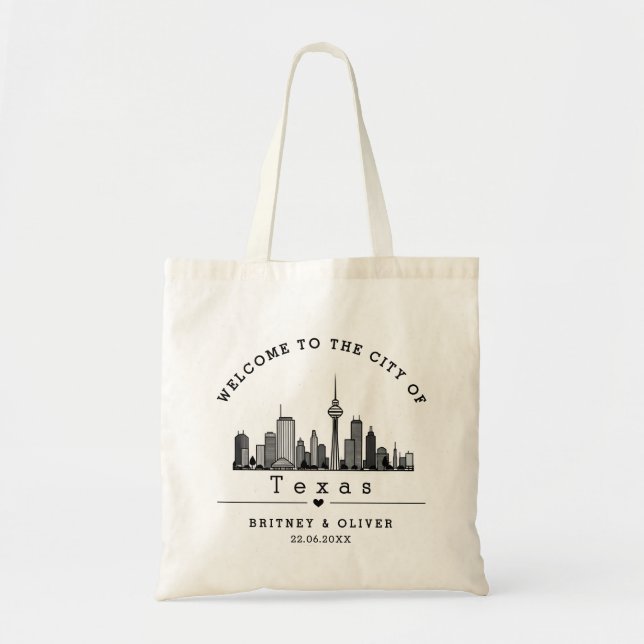 Dallas Skyline Tote Bag - Personligt bröllp-förmån Tygkasse (Framsidan)