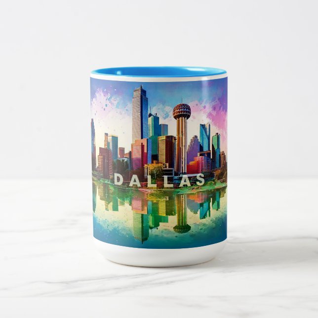 Dallas Skyline Urban City Art Mugg (Center)