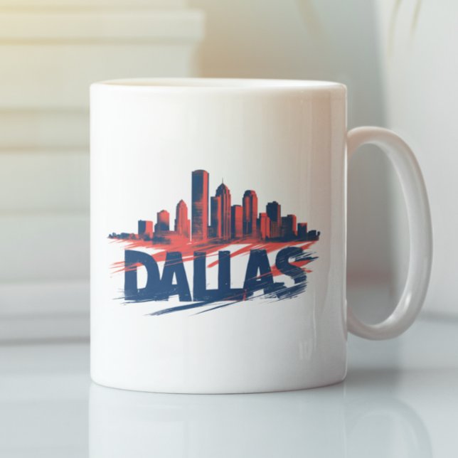 Dallas Skyline Watercolor Art Print – Texas City Kaffemugg (Dallas Skyline Watercolor Art Print – Texas City Coffee Mug)