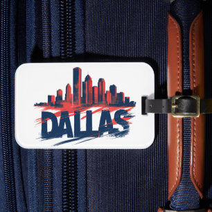 Dallas Skyline Watercolor Art Print – Texas Stad Bagagebricka