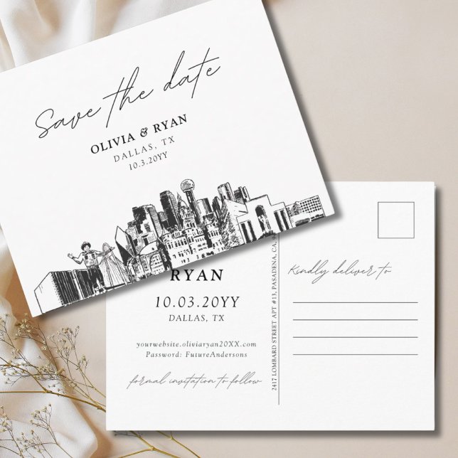 Dallas Spara datum Postkort Bröllop Vykort (Dallas Save the Date Postcard Wedding
)
