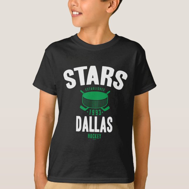 Dallas Stars Hockey Puck Black Officially Licensed T Shirt (Framsida)