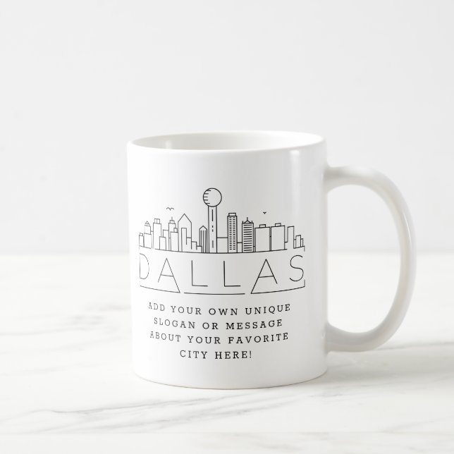 Dallas Stylized Skyline | Anpassningsbar Slogan Co Kaffemugg (Höger)