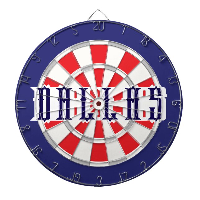 DALLAS Texan White, Silver, Red and Navy Blue Darttavla (Framsidan)