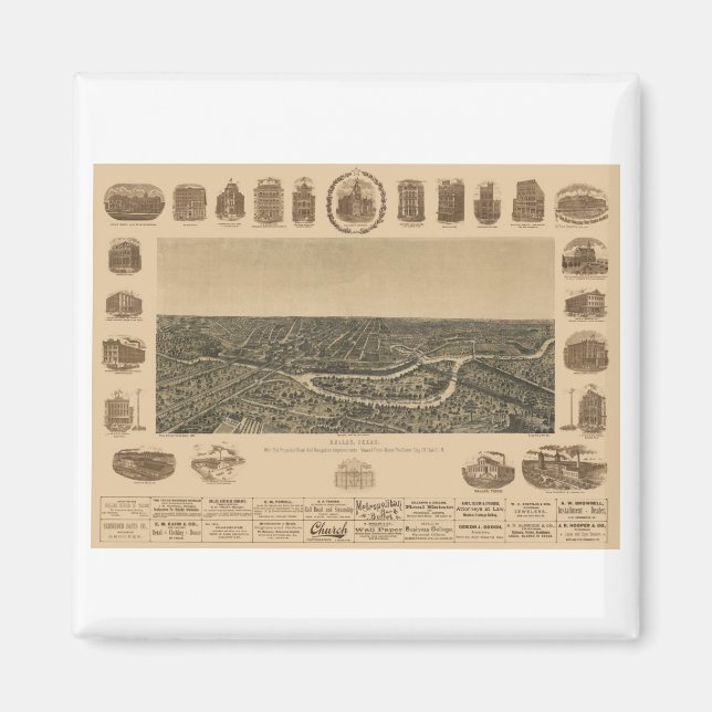 Dallas Texas 1892 Magnet (Framsidan)