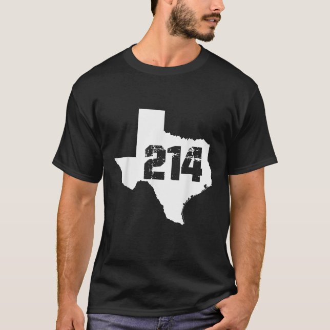 Dallas Texas 214 Area Code T Shirt (Framsida)