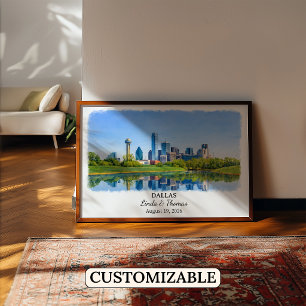 Dallas Texas Affisch, Akvarell, Anpassad Poster