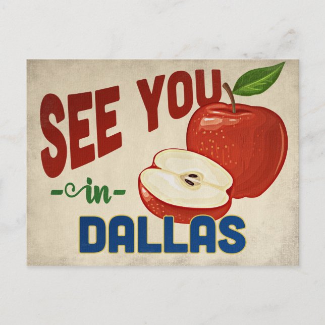 Dallas Texas Apple - Vintage resor Vykort (Framsida)