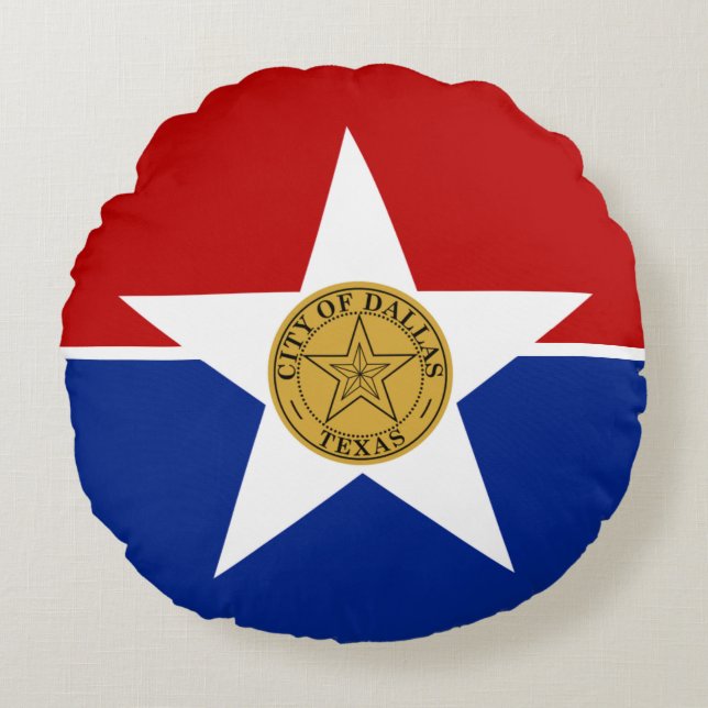 Dallas (Texas City flagga) Rund Kudde (Framsidan)