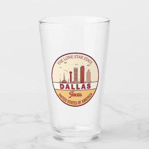 Dallas Texas City Skyline Emblem Glaskopp