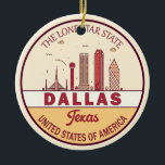 Dallas Texas City Skyline Emblem Julgransprydnad Keramik<br><div class="desc">Dallas minimalistiska,  färglösa konstdesign med monument och landmärken för staden i Texas.</div>