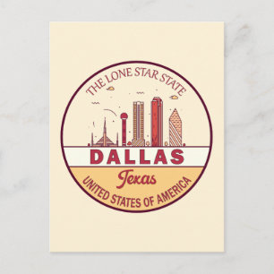 Dallas Texas City Skyline Emblem Vykort