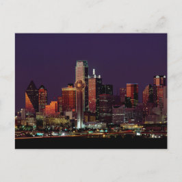 Dallas Texas City Skyline på Night Blank Vykort
