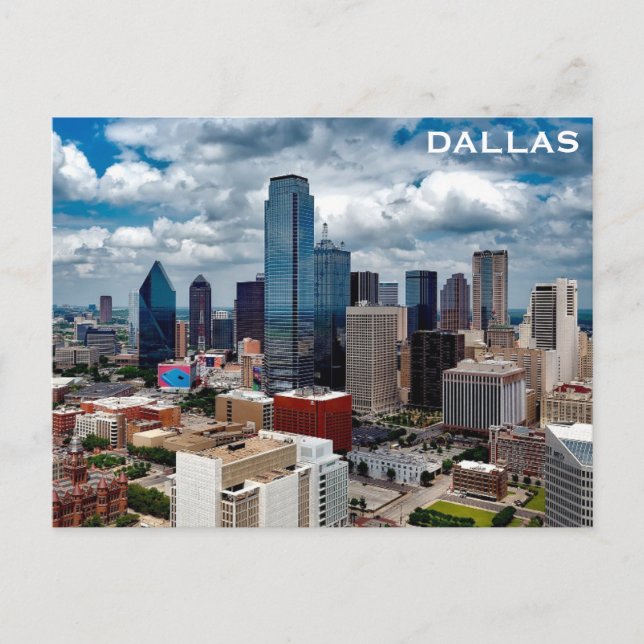 Dallas Texas City Skyline Travel Photo Vykort (Framsida)