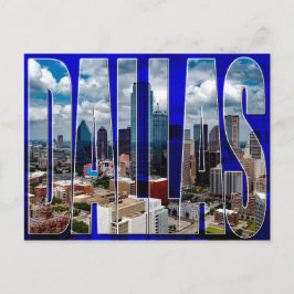 Dallas Texas City Skyline Typografiska vykort