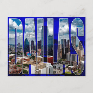 Dallas Texas City Skyline Typografiska vykort