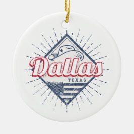 Dallas Texas City United Stater Vintage USA Julgransprydnad Keramik
