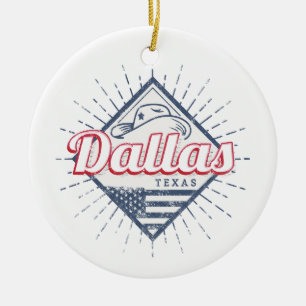 Dallas Texas City United Stater Vintage USA Julgransprydnad Keramik